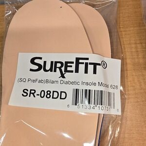 2 Pair SureFit SQ PreFab Bilam Diabetic Insole Model 628 SR-08DD Women's Size 8